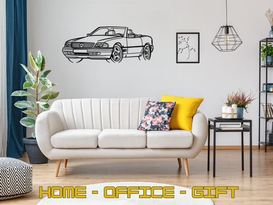 SL320 ( R129) Front Angle, Detailed Silhouette Metal Wall Art