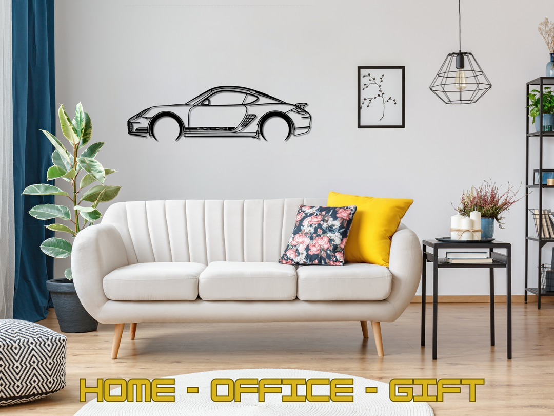 718 Cayman R , Detailed Silhouette Metal Wall Art