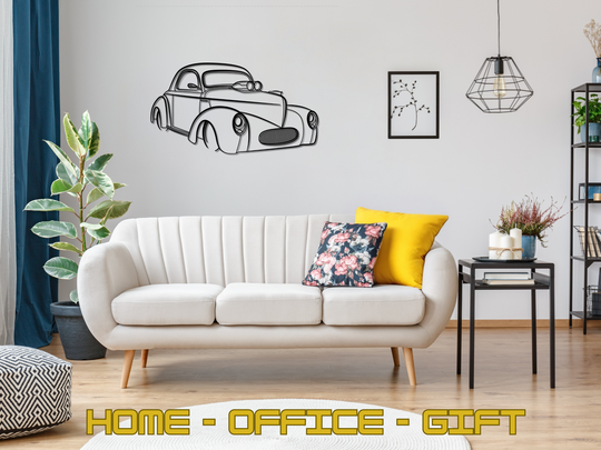 Modified 1941 Willy's Coupe Front Angle, Detailed Silhouette Metal Wall Art