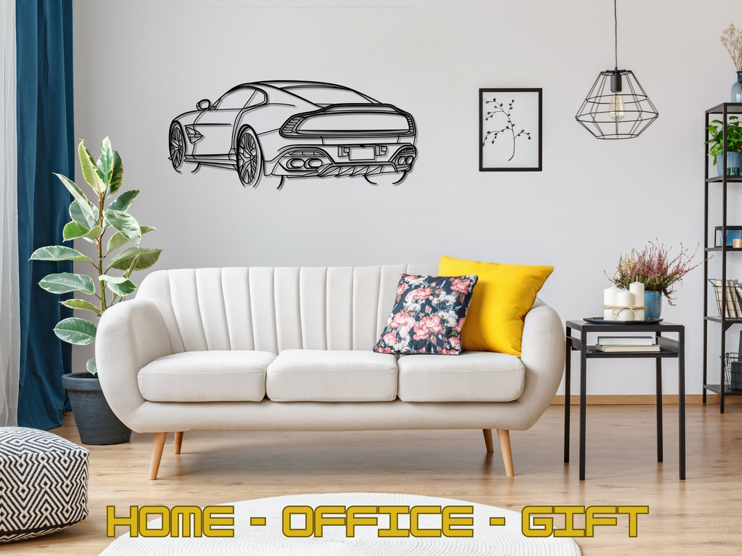 2025 Vanquish Rear Angle, Detailed Silhouette Metal Wall Art