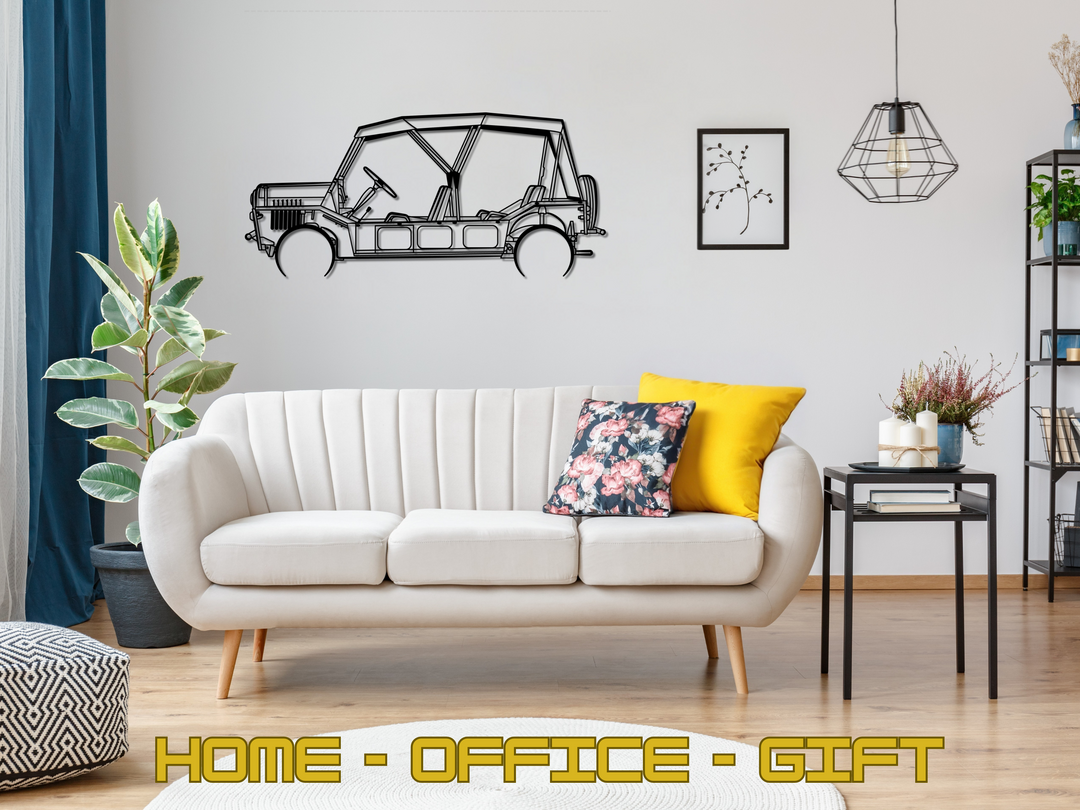 Mini Moke, Detailed Silhouette Metal Wall Art