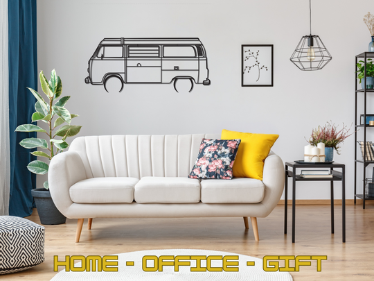 T2 Camper Van , Detailed Silhouette Metal Wall Art