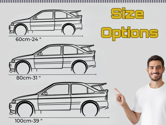 Escort Cosworth, Detailed Silhouette Metal Wall Art