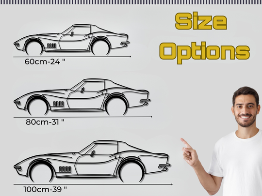 Corvette C2, Detailed Silhouette Metal Wall Art