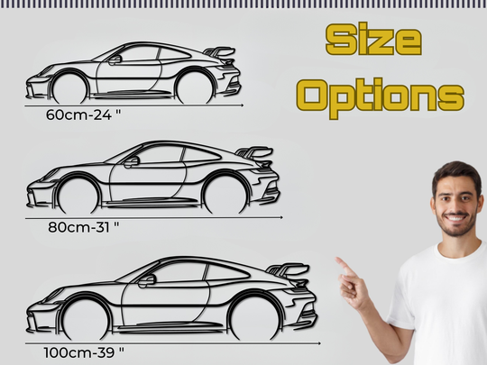 911 GT3 (992), Detailed Silhouette Metal Wall Art