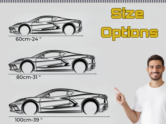 Corvette C8, Detailed Silhouette Metal Wall Art