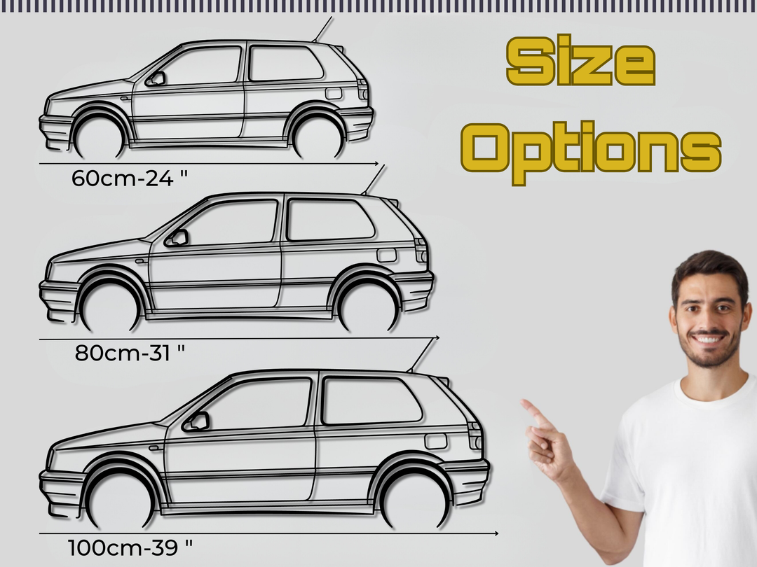 Golf MK3 GTI, Detailed Silhouette Metal Wall Art