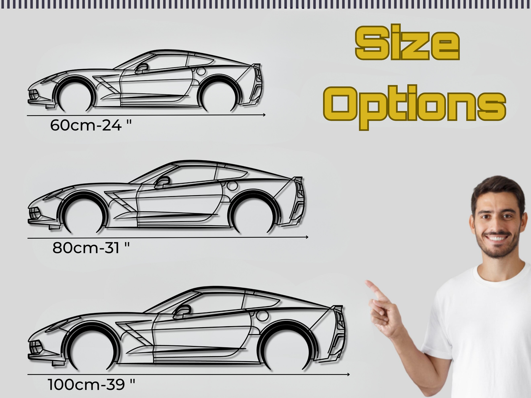 Corvette C7, Detailed Silhouette Metal Wall Art