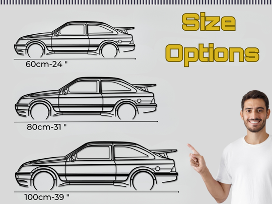 Sierra Cosworth, Detailed Silhouette Metal Wall Art