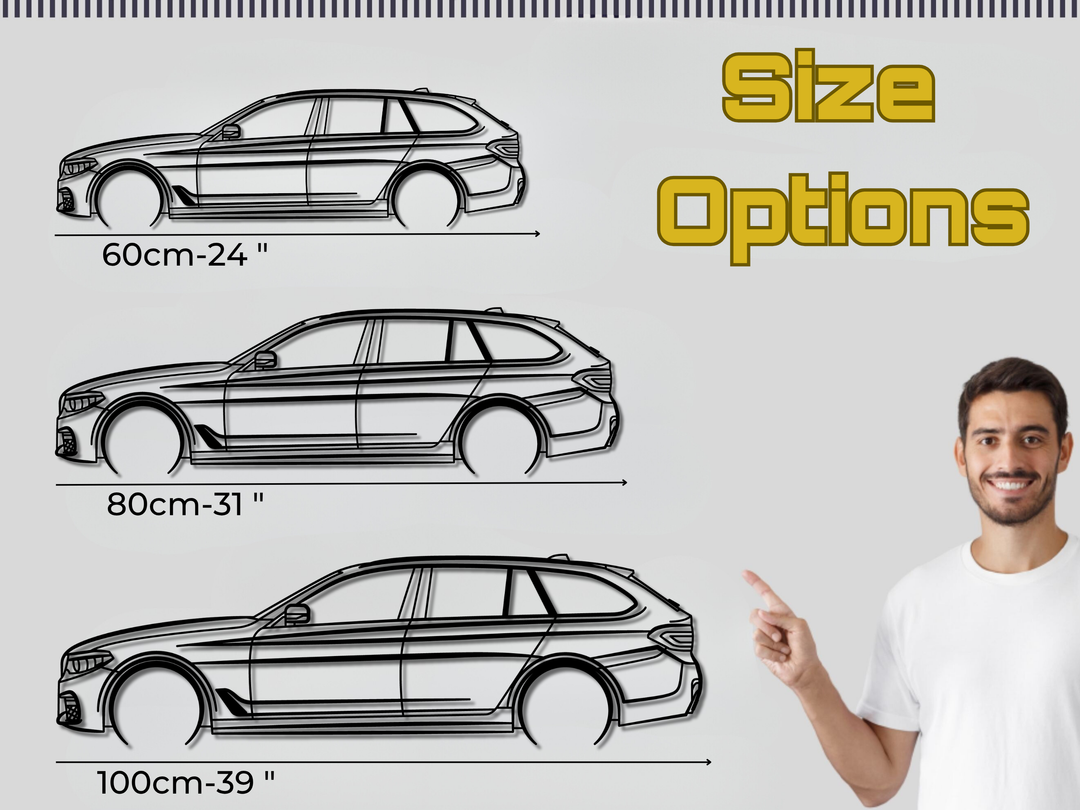 G31 5 Series Touring, Detailed Silhouette Metal Wall Art
