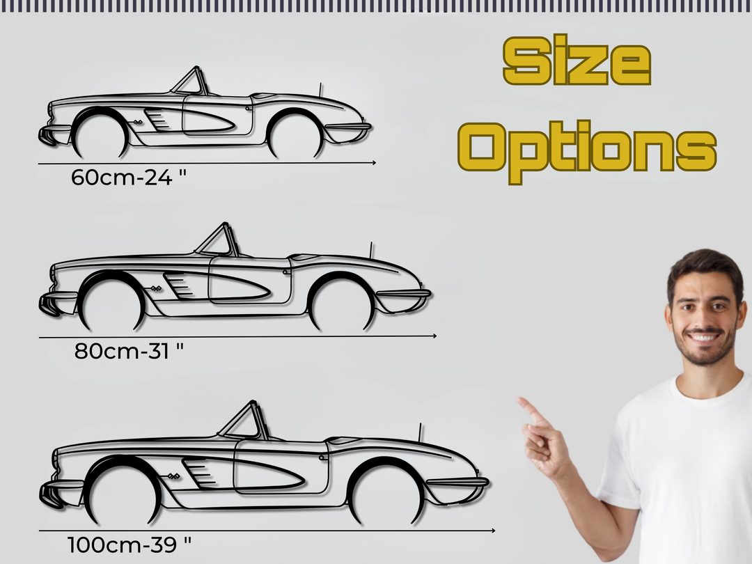 Corvette C1, Silhouette Metal Wall Art