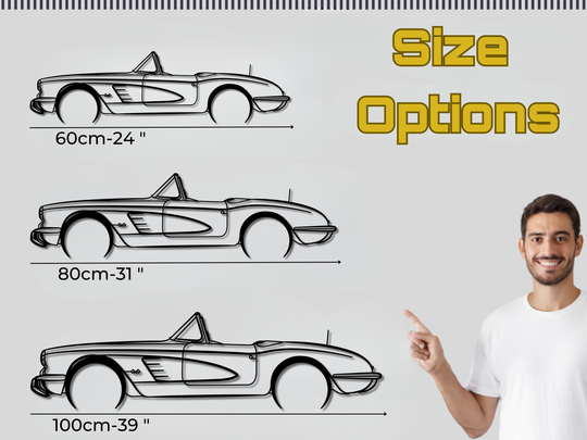 Corvette C1, Silhouette Metal Wall Art