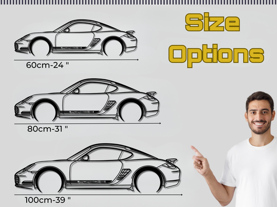 718 Cayman R , Detailed Silhouette Metal Wall Art