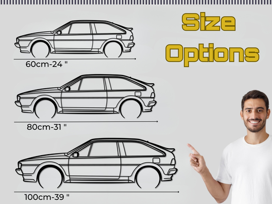 Scirocco MK2, Detailed Silhouette Metal Wall Art