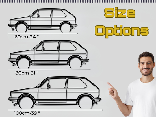 Golf MK1 GTI, Detailed Silhouette Metal Wall Art