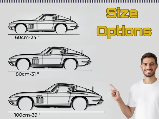 Corvette C3, Detailed Silhouette Metal Wall Art