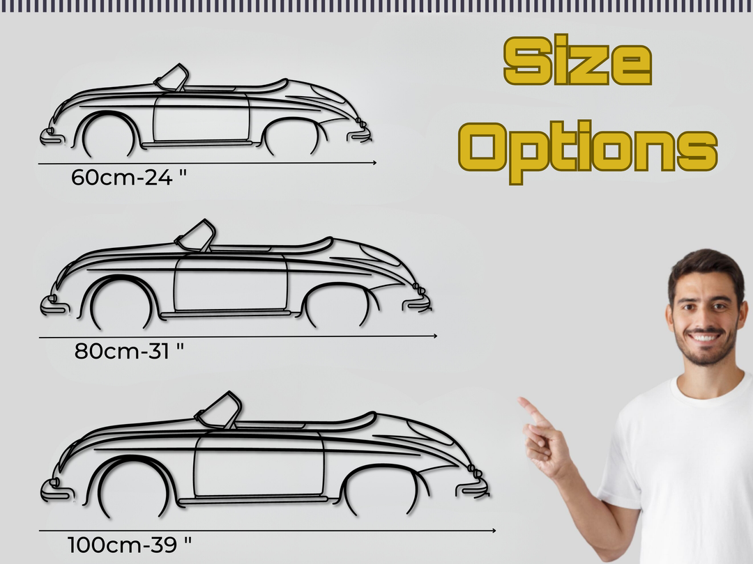 356 Speedster, Detailed Silhouette Metal Wall Art