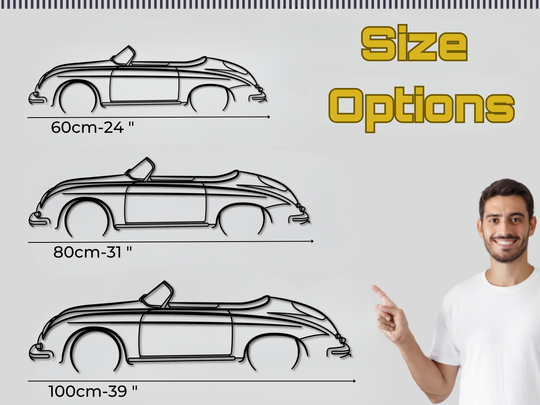 356 Speedster, Detailed Silhouette Metal Wall Art