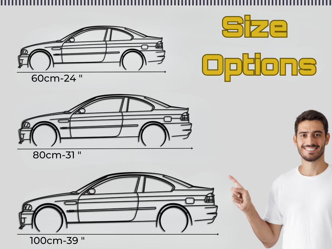 E46 M3, Detailed Silhouette Metal Wall Art