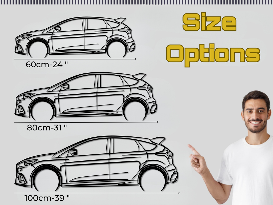 Focus RS MK3 , Detailed Silhouette Metal Wall Art
