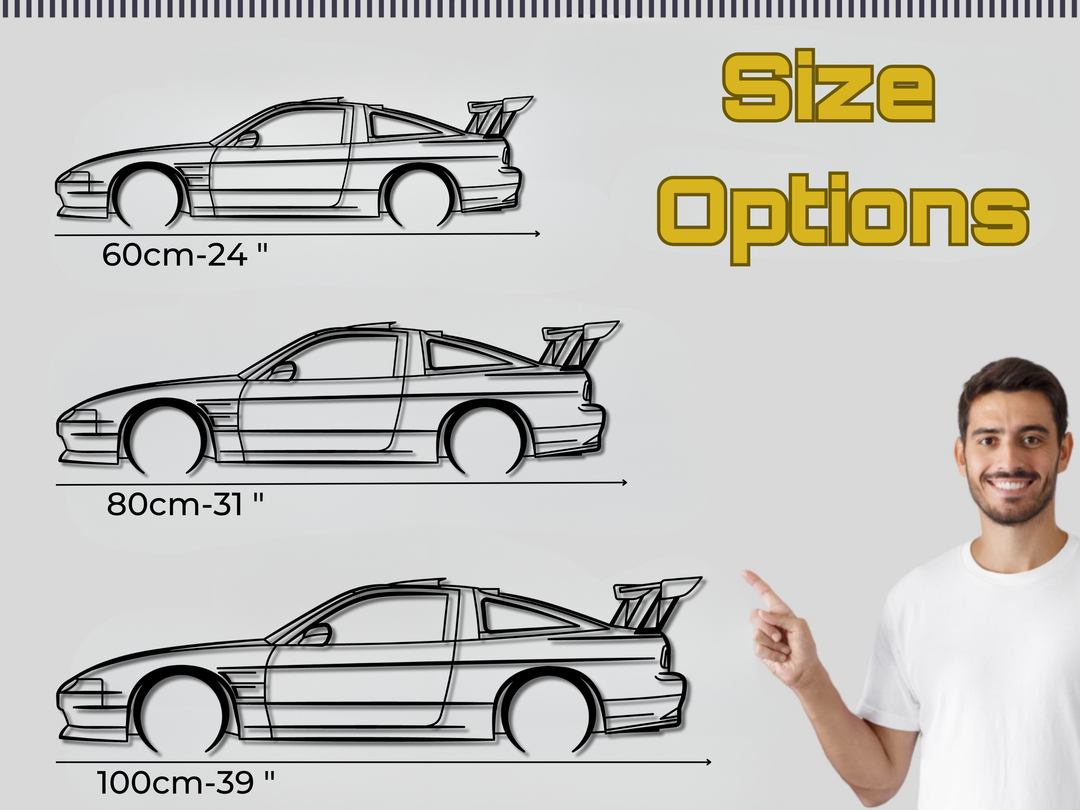 Silvia S13 Modified, Detailed Silhouette Metal Wall Art