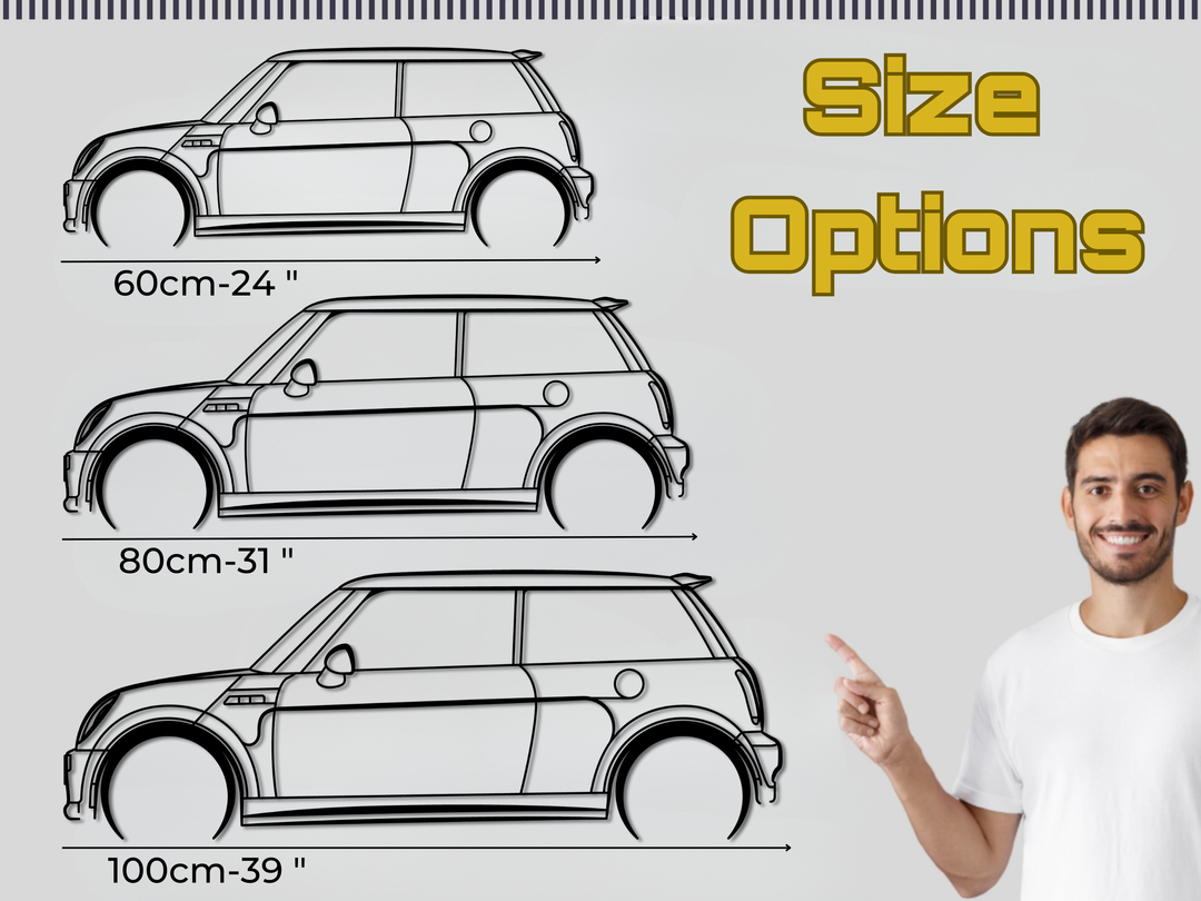 Mini Cooper S R53 , Detailed Silhouette Metal Wall Art