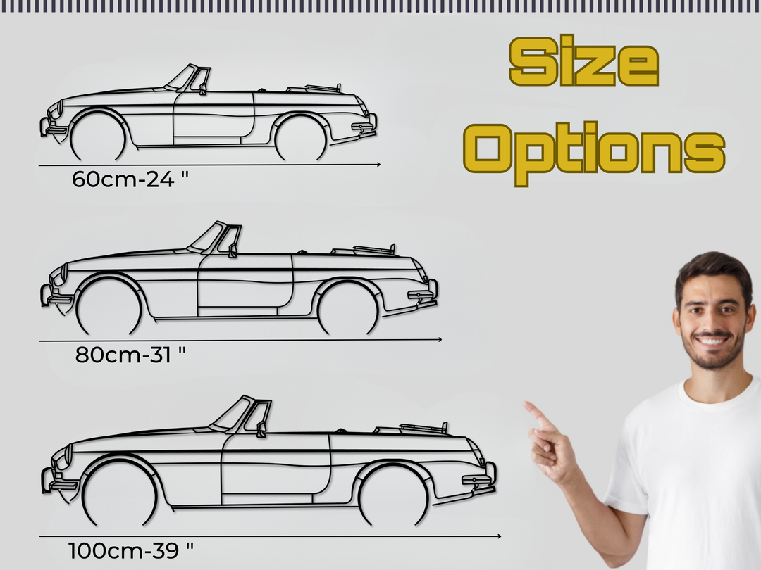 MGB Roadster, Detailed Silhouette Metal Wall Art
