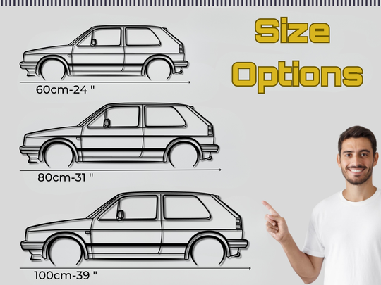 Golf MK2 GTI, Detailed Silhouette Metal Wall Art