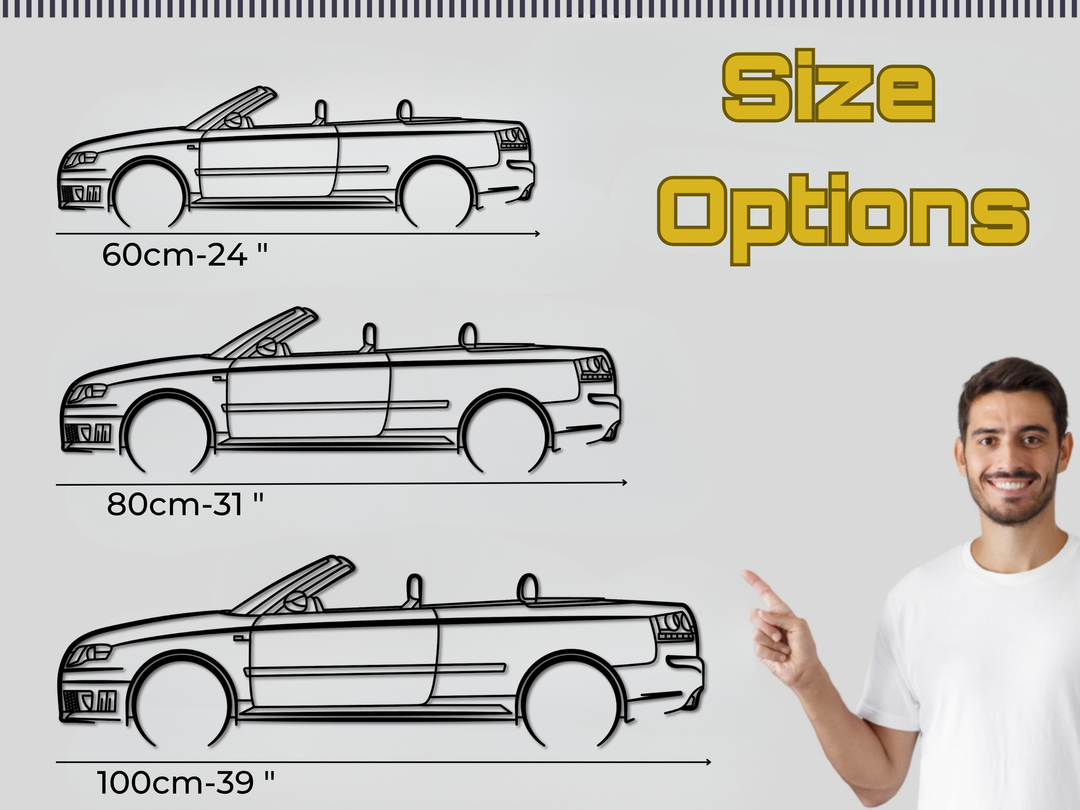 RS4 B7 Cabriolet, Detailed Silhouette Metal Wall Art