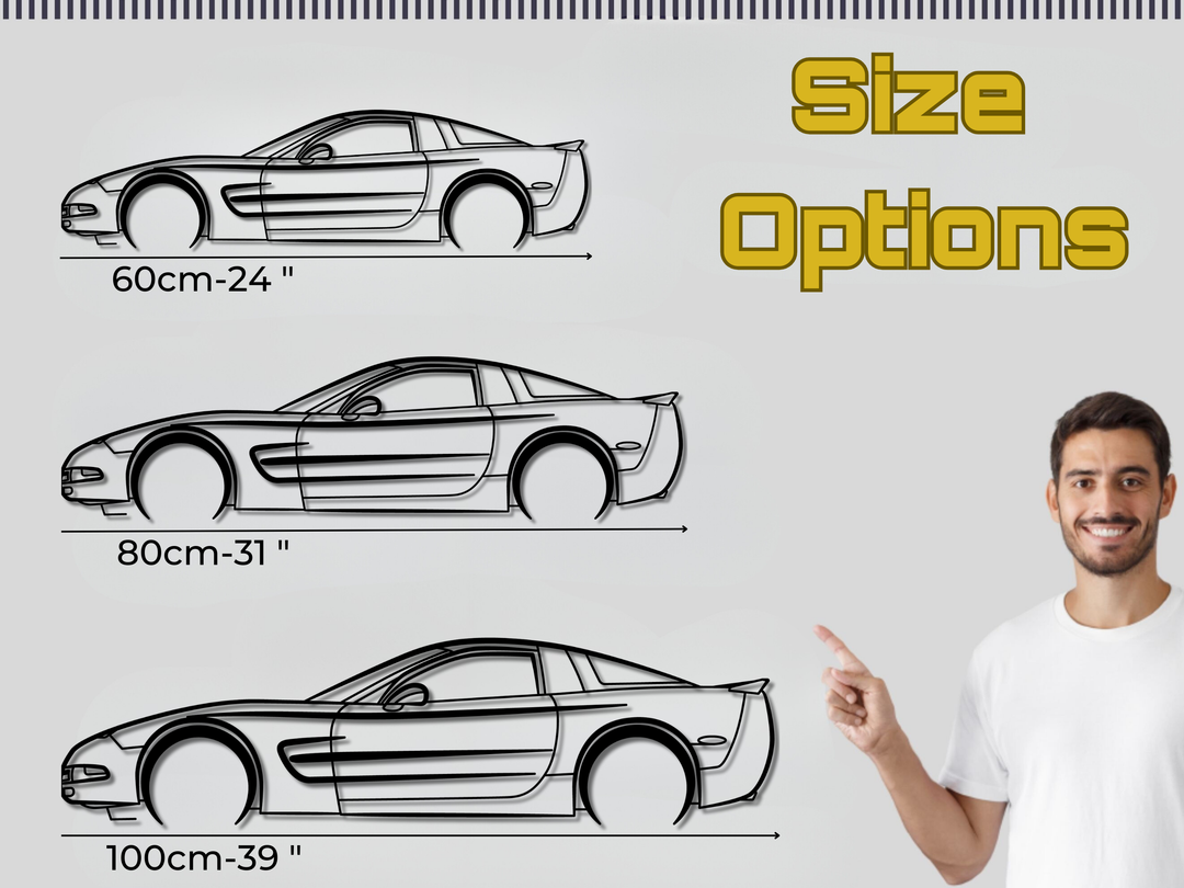 Corvette C5, Detailed Silhouette Metal Wall Art
