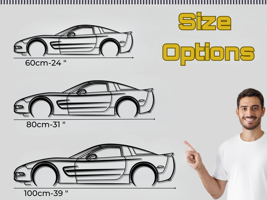 Corvette C5, Detailed Silhouette Metal Wall Art