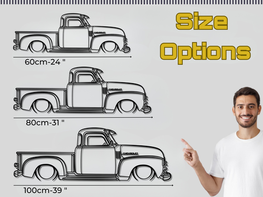 1947 Chevy Series 3100 - Custom, Detailed Silhouette Metal Wall Art