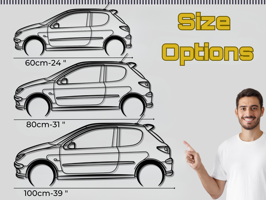 206 GTI , Detailed Silhouette Metal Wall Art