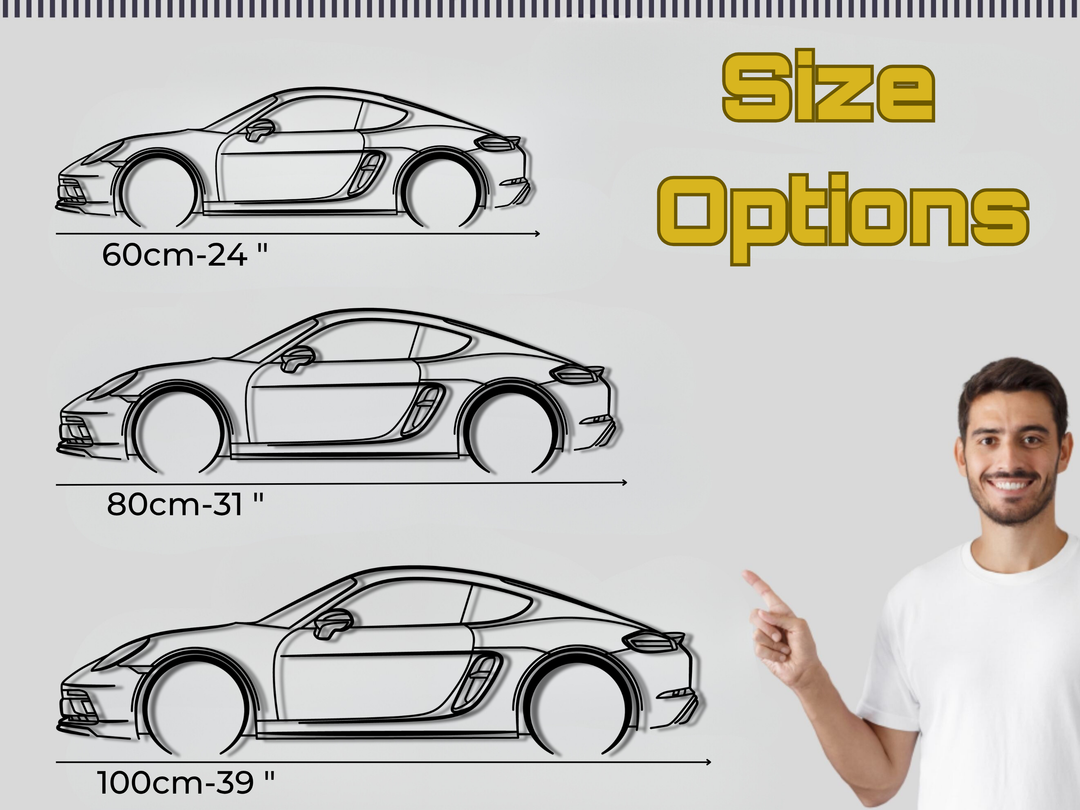 718 GTS Cayman, Detailed Silhouette Metal Wall Art