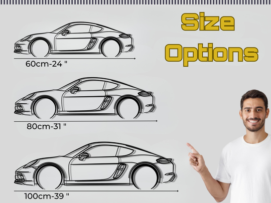 718 GTS Cayman, Detailed Silhouette Metal Wall Art