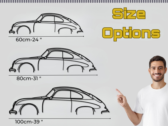 356 Coupe, Detailed Silhouette Metal Wall Art