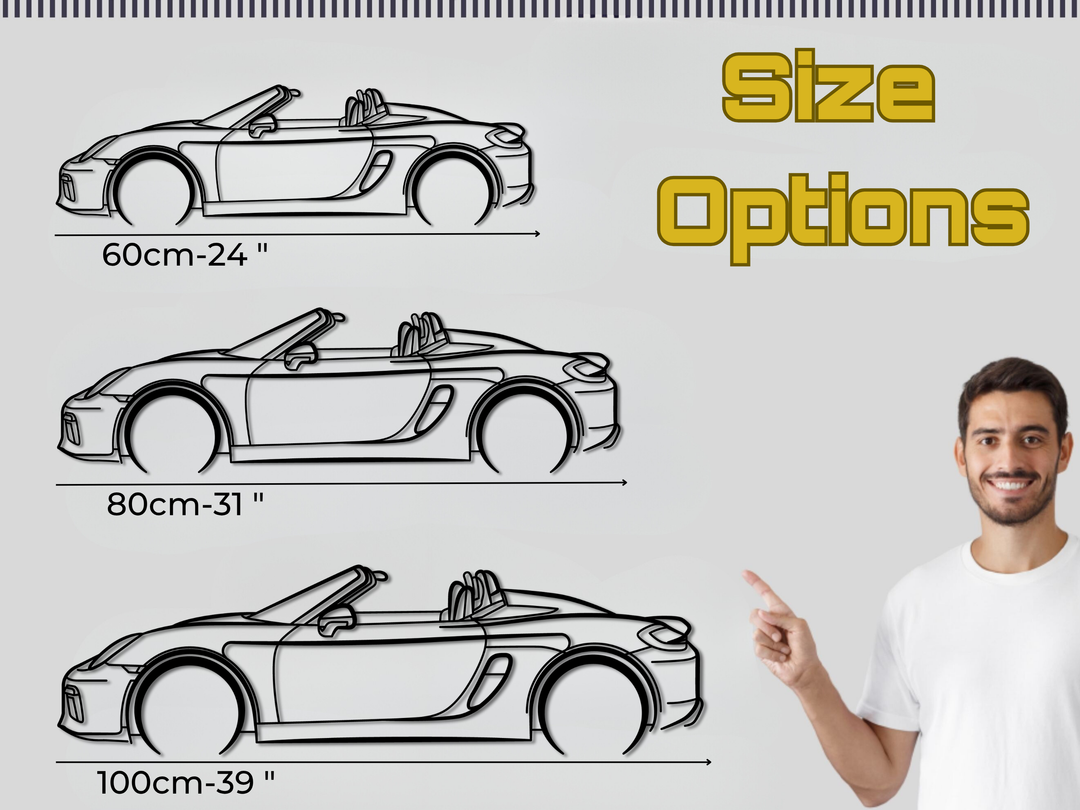 718 Boxster Spyder, Detailed Silhouette Metal Wall Art