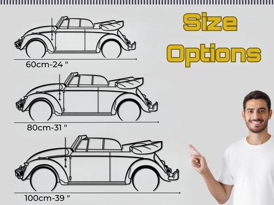 Beetle Cabriolet, Detailed Silhouette Metal Wall Art