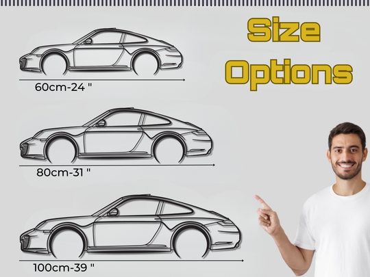 Carrera 4 ( 997 ), Detailed Silhouette Metal Wall Art