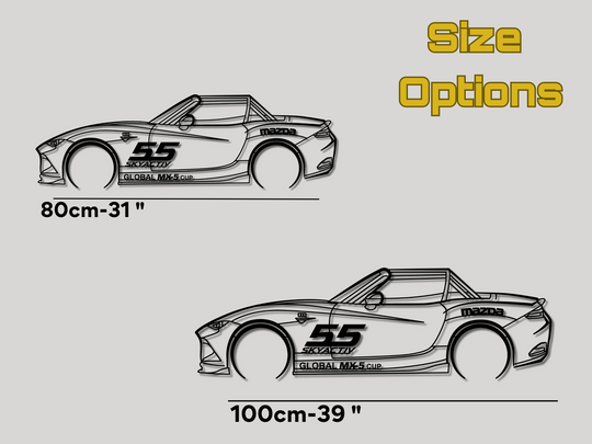 MX5- ND 2016 Cup Car, Detailed Silhouette Metal Wall Art