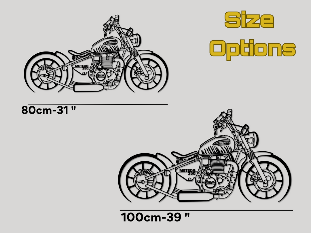 Meteor 350 Modified, Detailed Silhouette Metal Wall Art