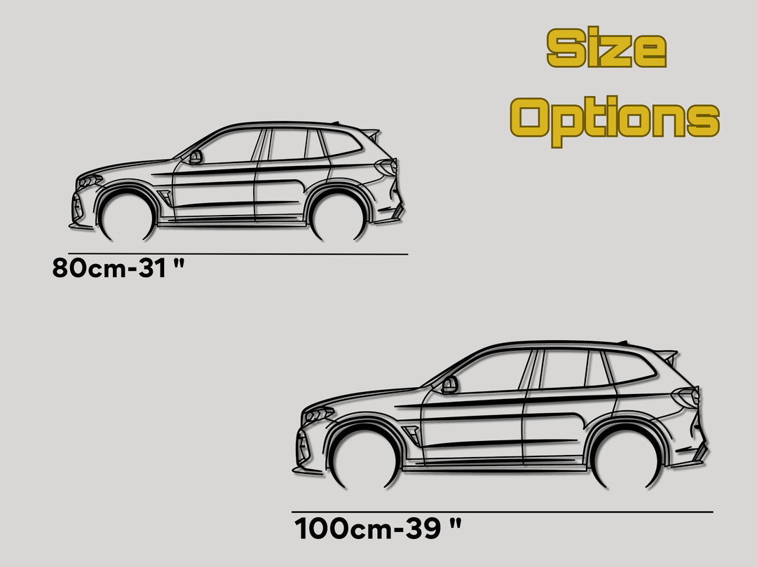 Modified X3 M Competition 2018, Detailed Silhouette Metal Wall Art