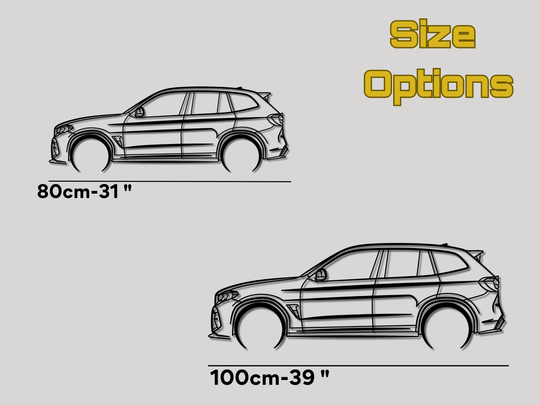 Modified X3 M Competition 2018, Detailed Silhouette Metal Wall Art