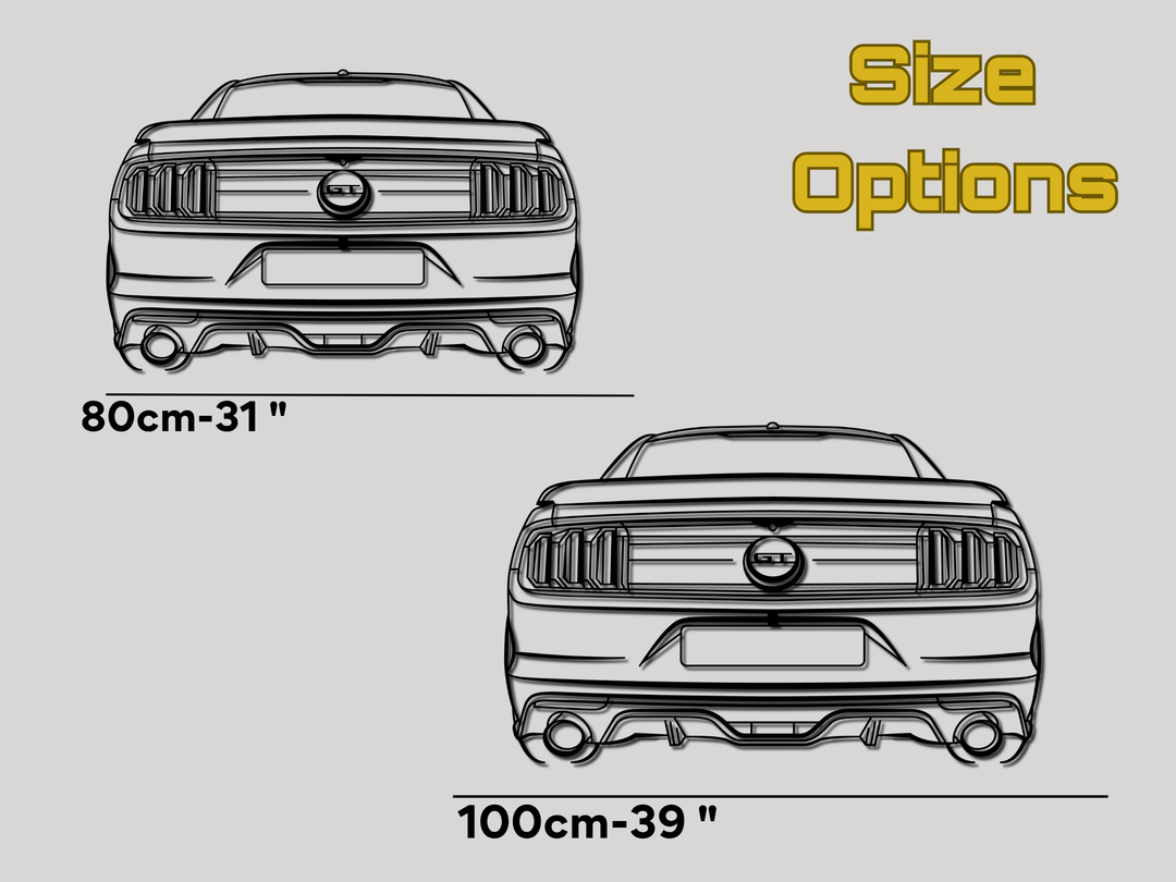 Mustang GT Rear Angle, Detailed Silhouette Metal Wall Art