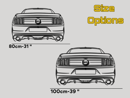 Mustang GT Rear Angle, Detailed Silhouette Metal Wall Art