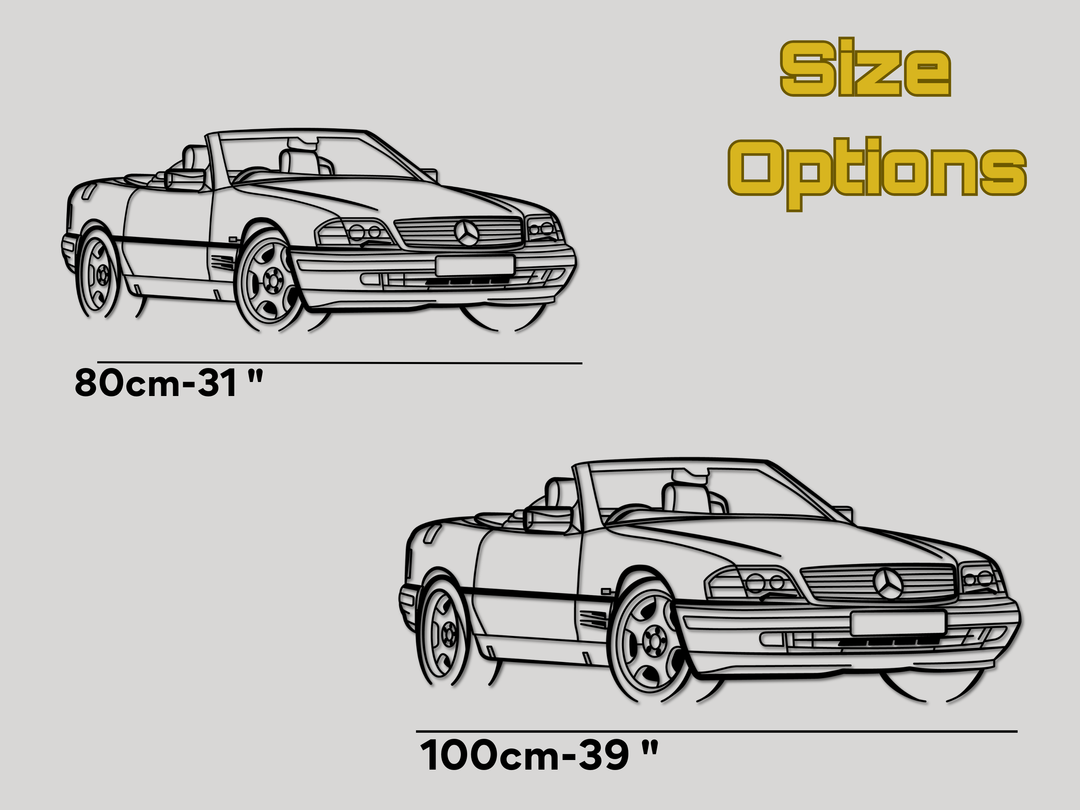 SL320 ( R129) Front Angle, Detailed Silhouette Metal Wall Art