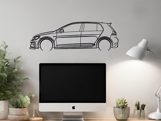 Modified Golf GTI MK7, Detailed Silhouette Metal Wall Art