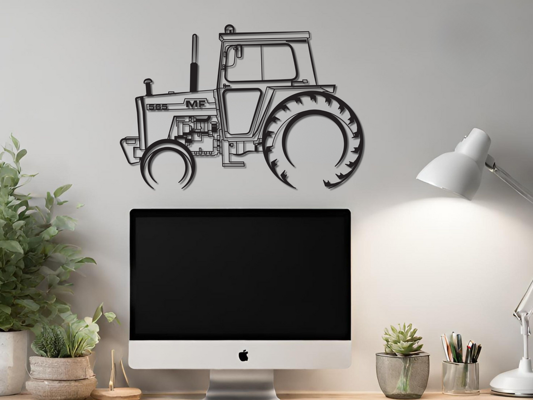 Massey Ferguson 565, Detailed Silhouette Metal Wall Art