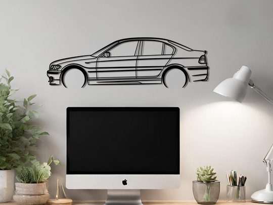 E46 330i M Sport, Detailed Silhouette Metal Wall Art