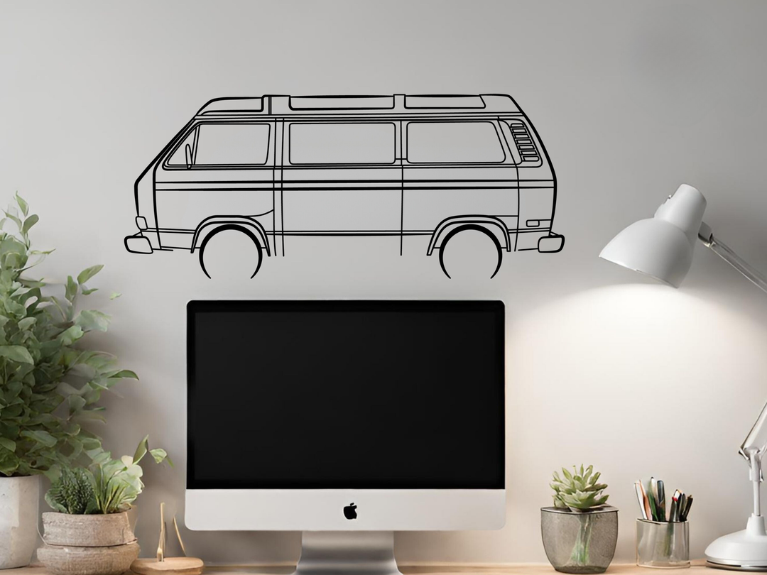 T25 Camper van, Detailed Silhouette Metal Wall Art